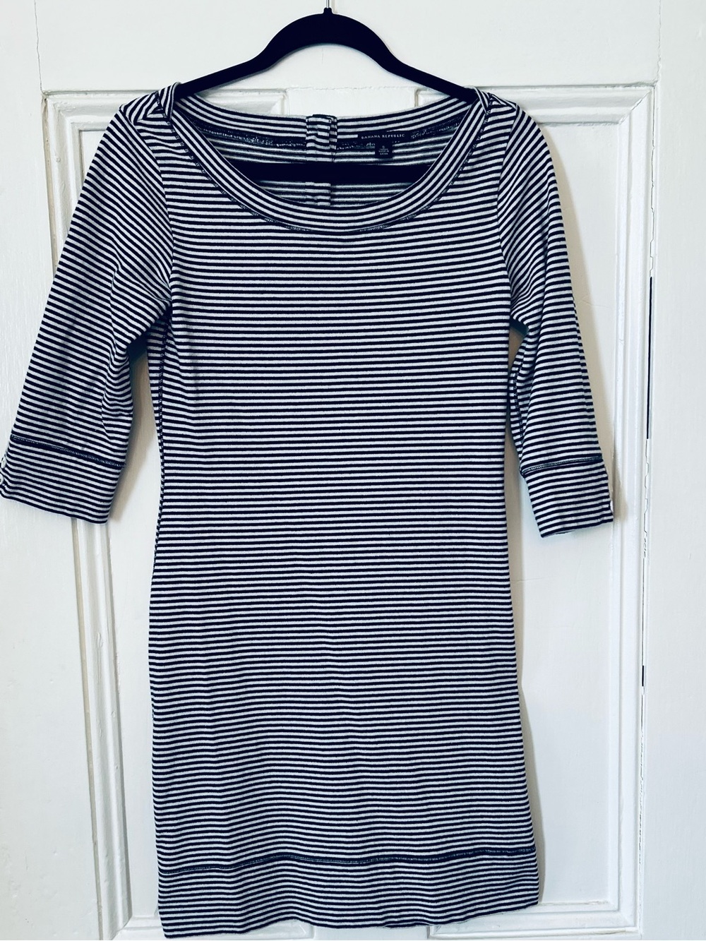 Banana Republic Nautical Blue and White stripe Cotton Dress Size Small